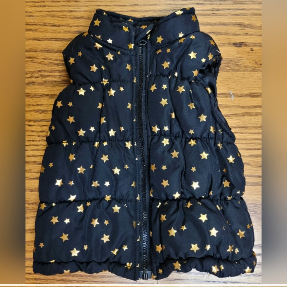 3T Girls Gold Star black puffer vest